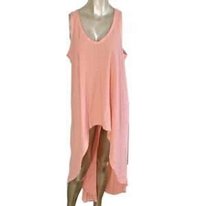 Hi-Low Tank Top Swim Coverup Large Coral Peach Beachy Light Knit